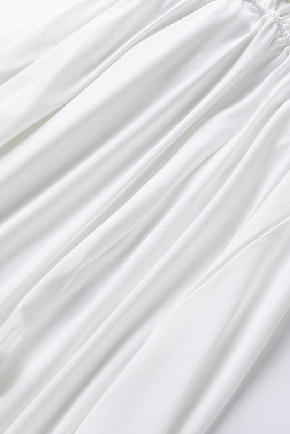 Elegant White High Split Sleeveless Maxi Dress with Cutout Back