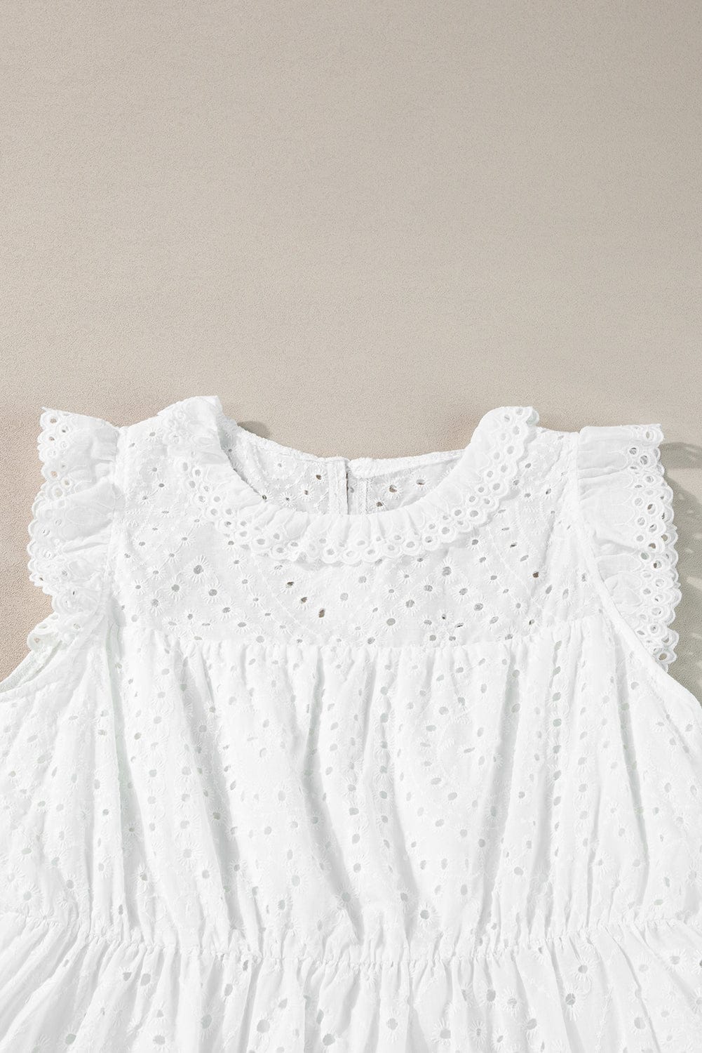 Elegant White Hollow Flutter Mini Dress