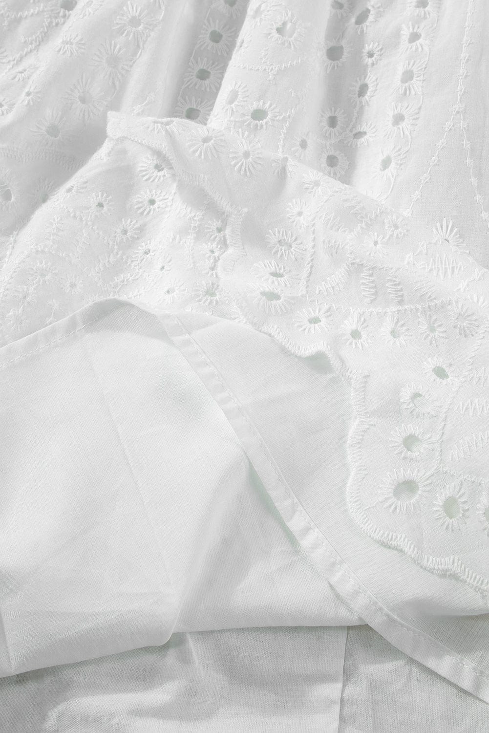 Elegant White Hollow Flutter Mini Dress