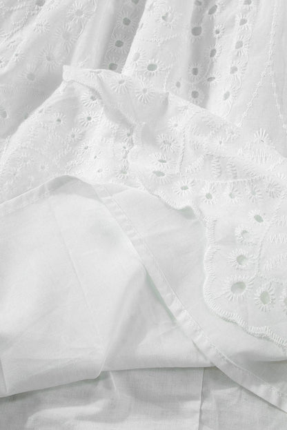 Elegant White Hollow Flutter Mini Dress