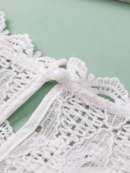 Elegant White Lace Blouse with Keyhole Back