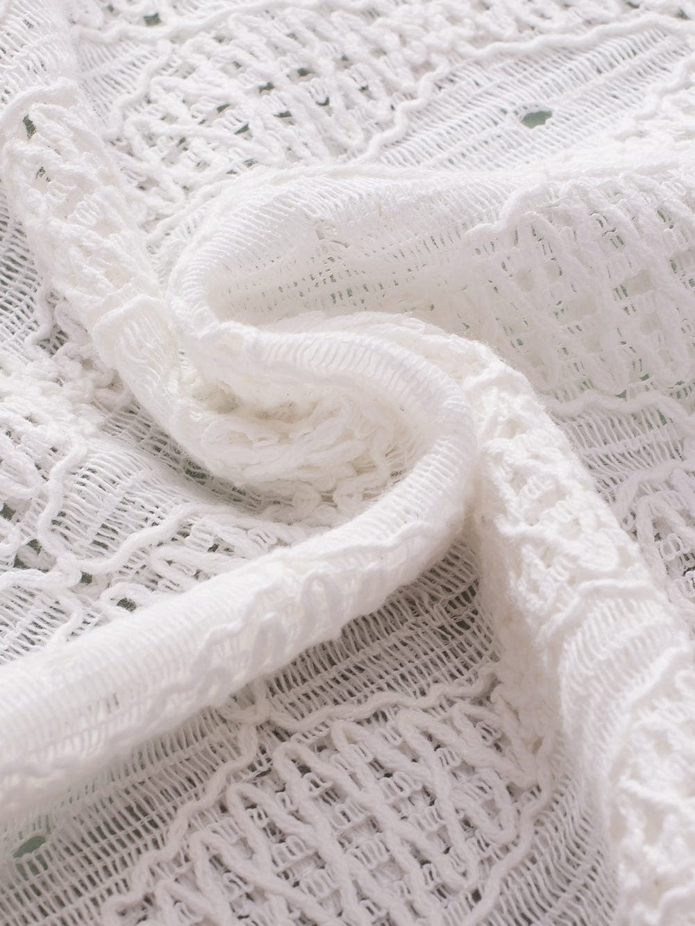 Elegant White Lace Blouse with Keyhole Back