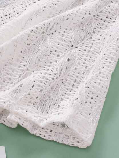 Elegant White Lace Blouse with Keyhole Back