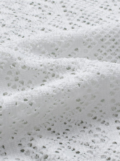 Elegant White Lace Bohemian Tank Top with Fringe Detail