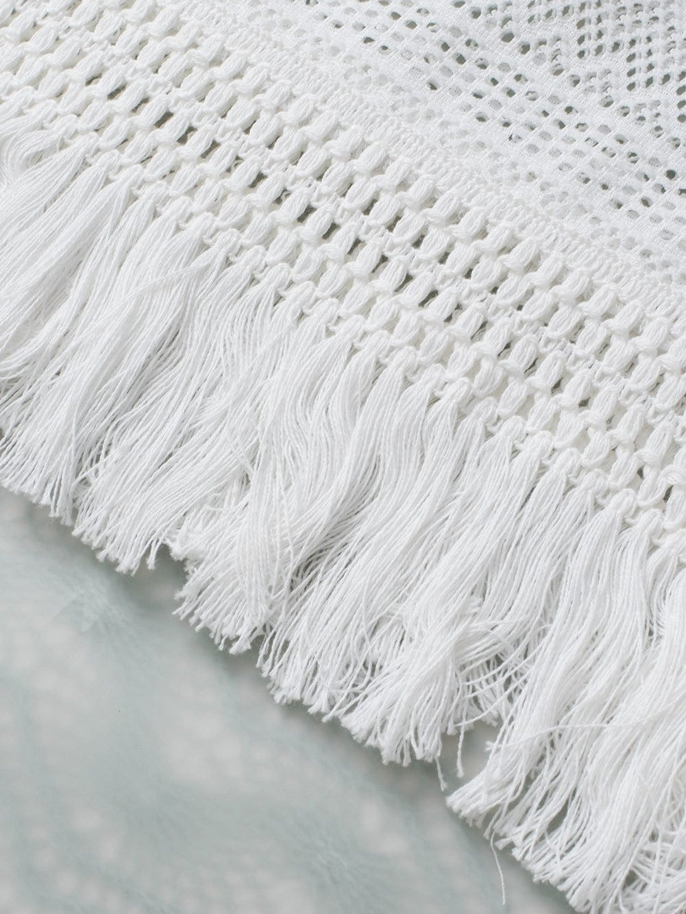 Elegant White Lace Bohemian Tank Top with Fringe Detail