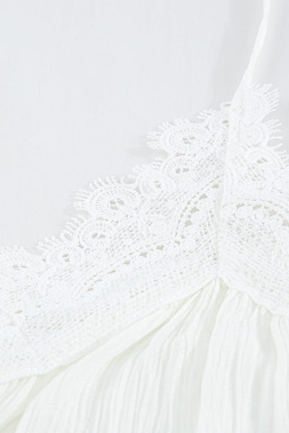 Elegant White Lace Cami Top with Ruffled V-Neck