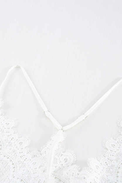 Elegant White Lace Cami Top with Ruffled V-Neck