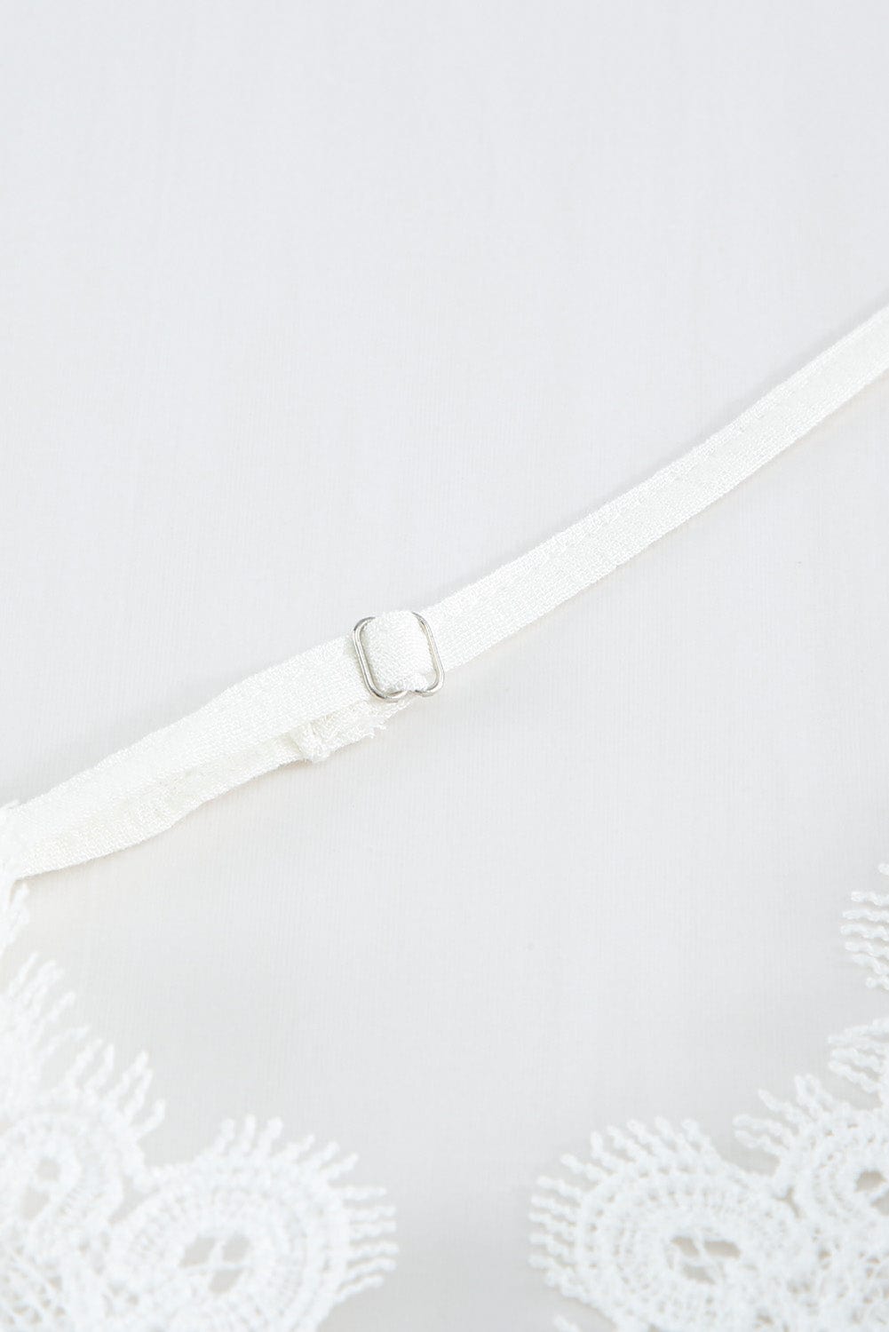 Elegant White Lace Cami Top with Ruffled V-Neck