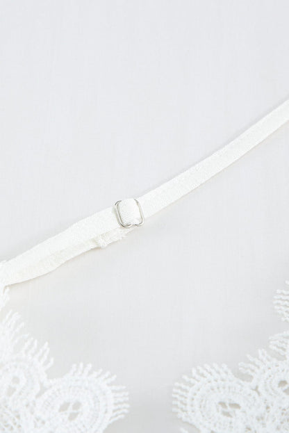 Elegant White Lace Cami Top with Ruffled V-Neck