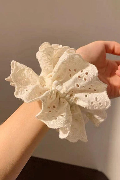 Elegant White Lace Crochet Tiered Hair Scrunchie