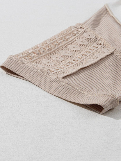 Elegant White Lace Detail Short Sleeve Henley Top