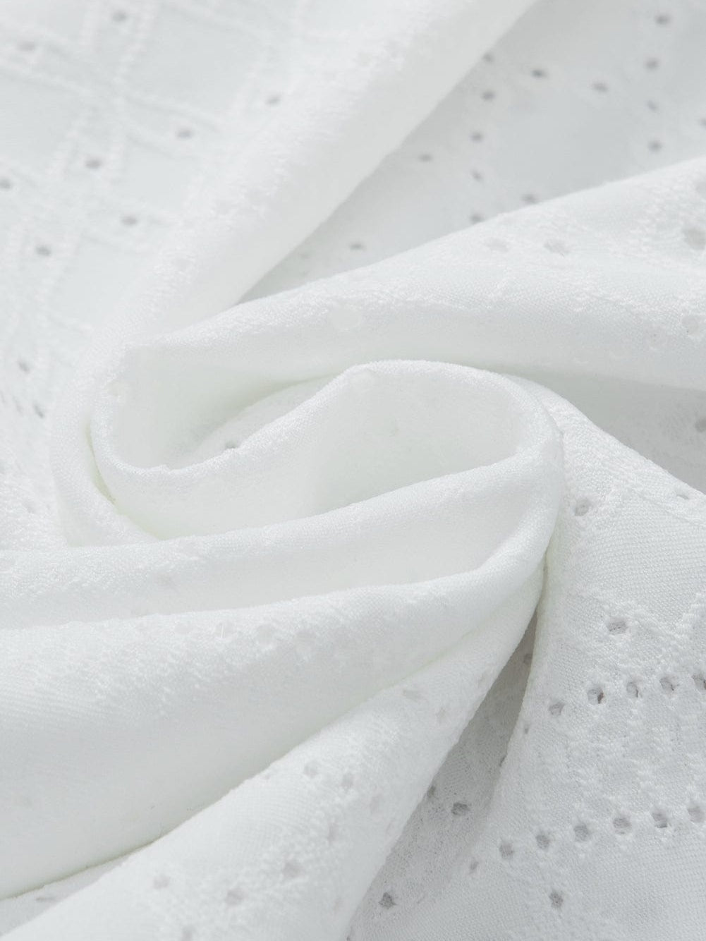 Elegant White Lace Eyelet Embroidered Tee with Short Sleeves