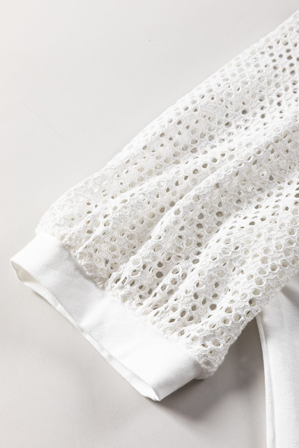 Elegant White Lace Sleeve Crochet Tee