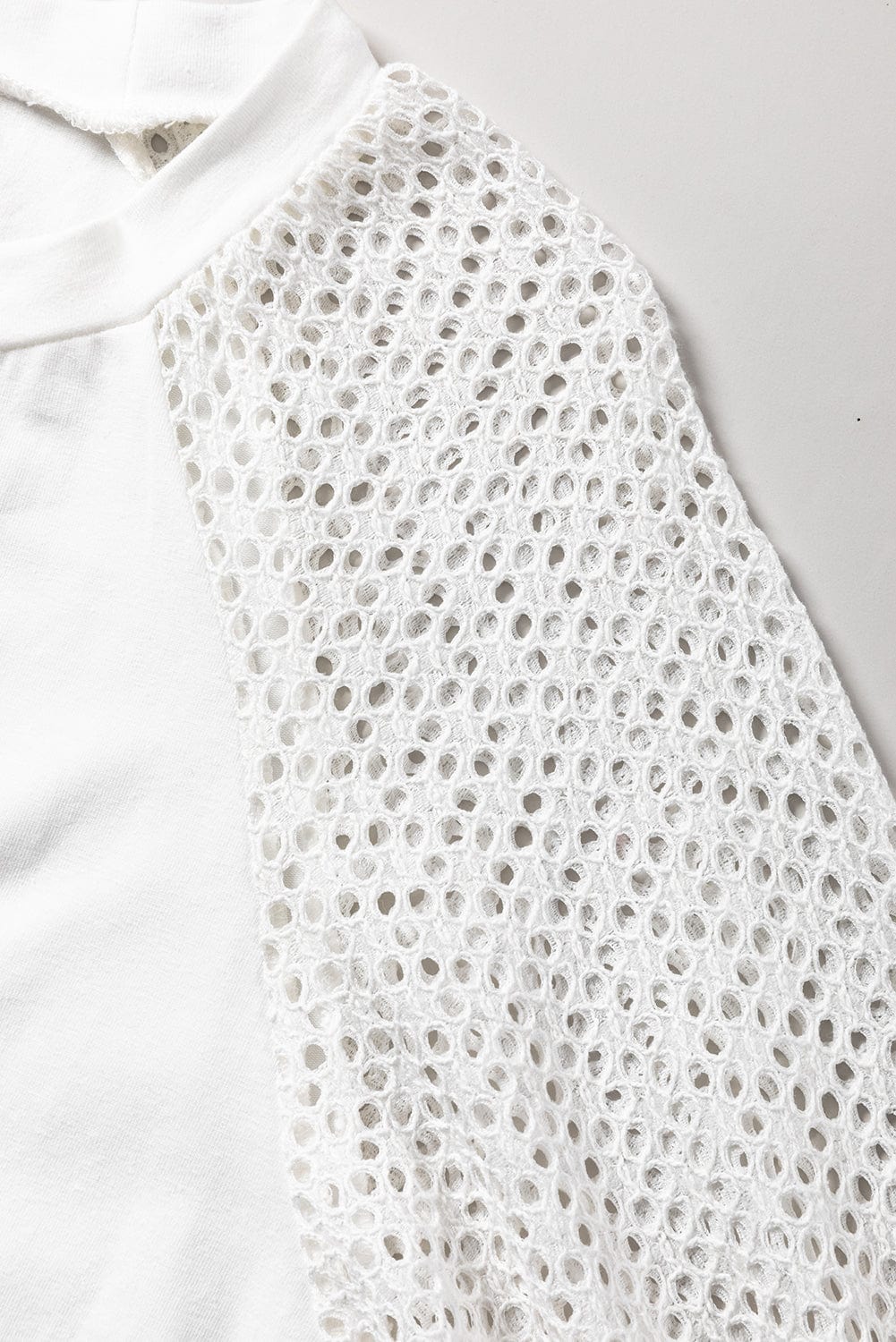 Elegant White Lace Sleeve Crochet Tee