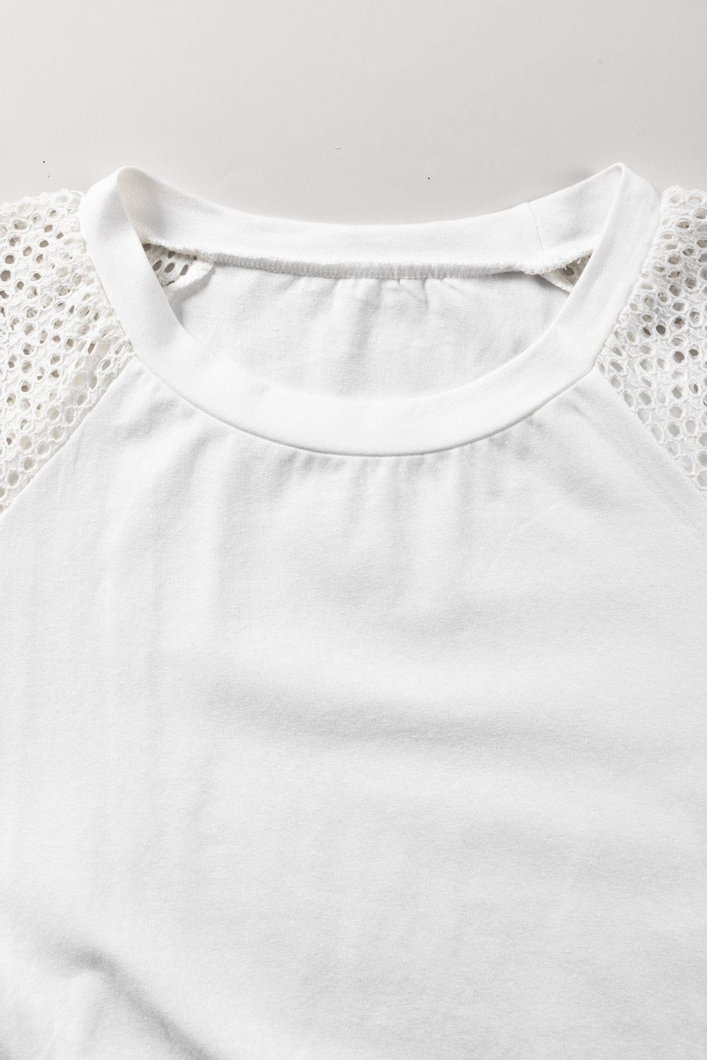 Elegant White Lace Sleeve Crochet Tee