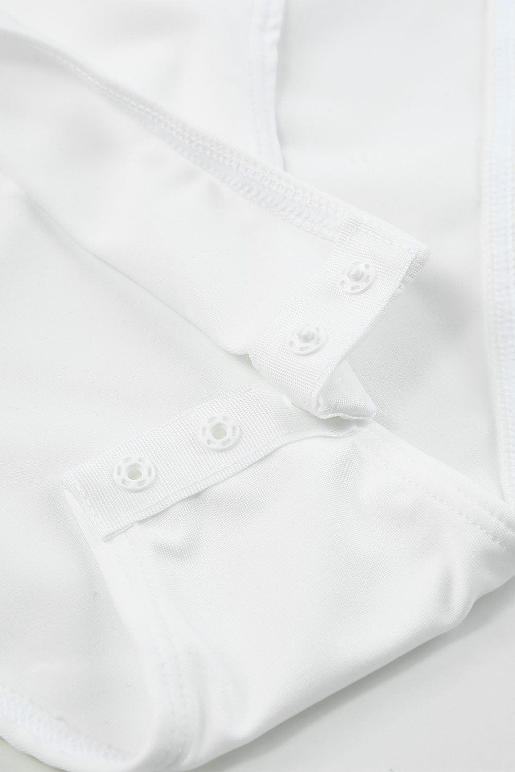 Elegant White Lace Sleeve Square Neck Bodysuit