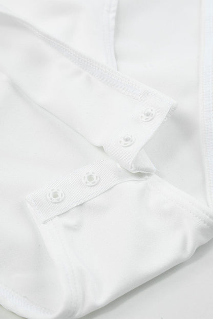 Elegant White Lace Sleeve Square Neck Bodysuit