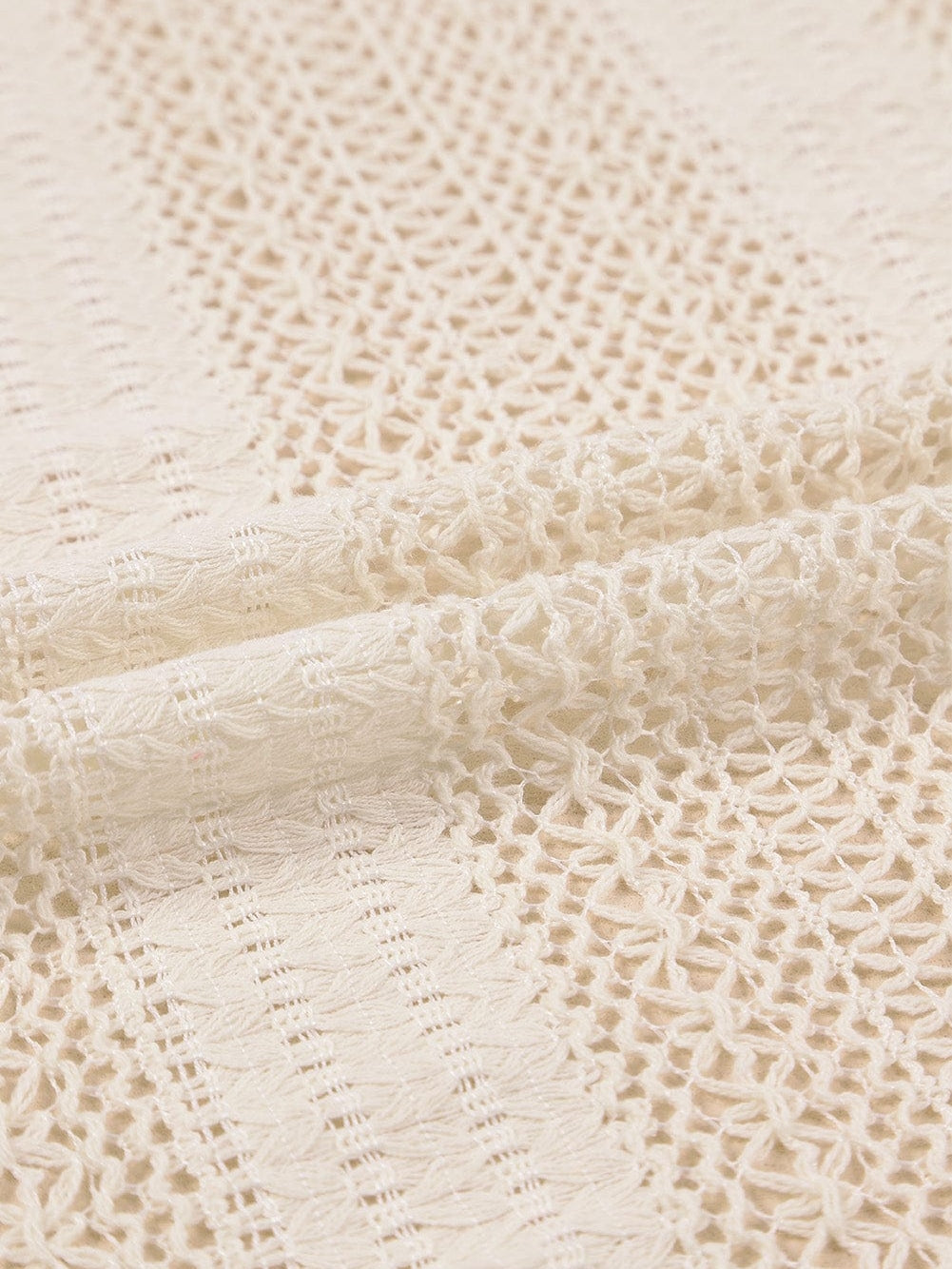 Elegant White Lace V-Neck Button Up Blouse