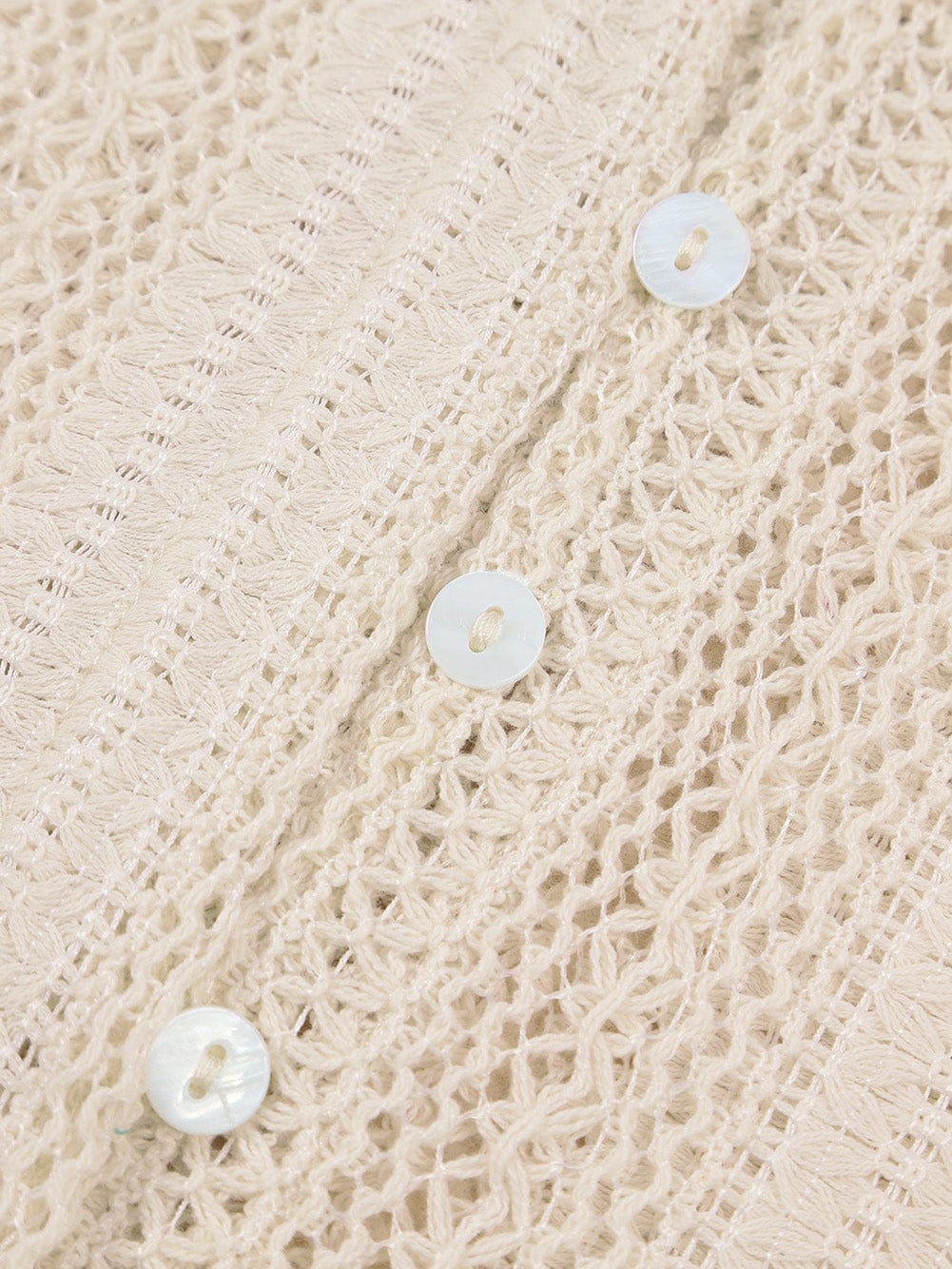 Elegant White Lace V-Neck Button Up Blouse