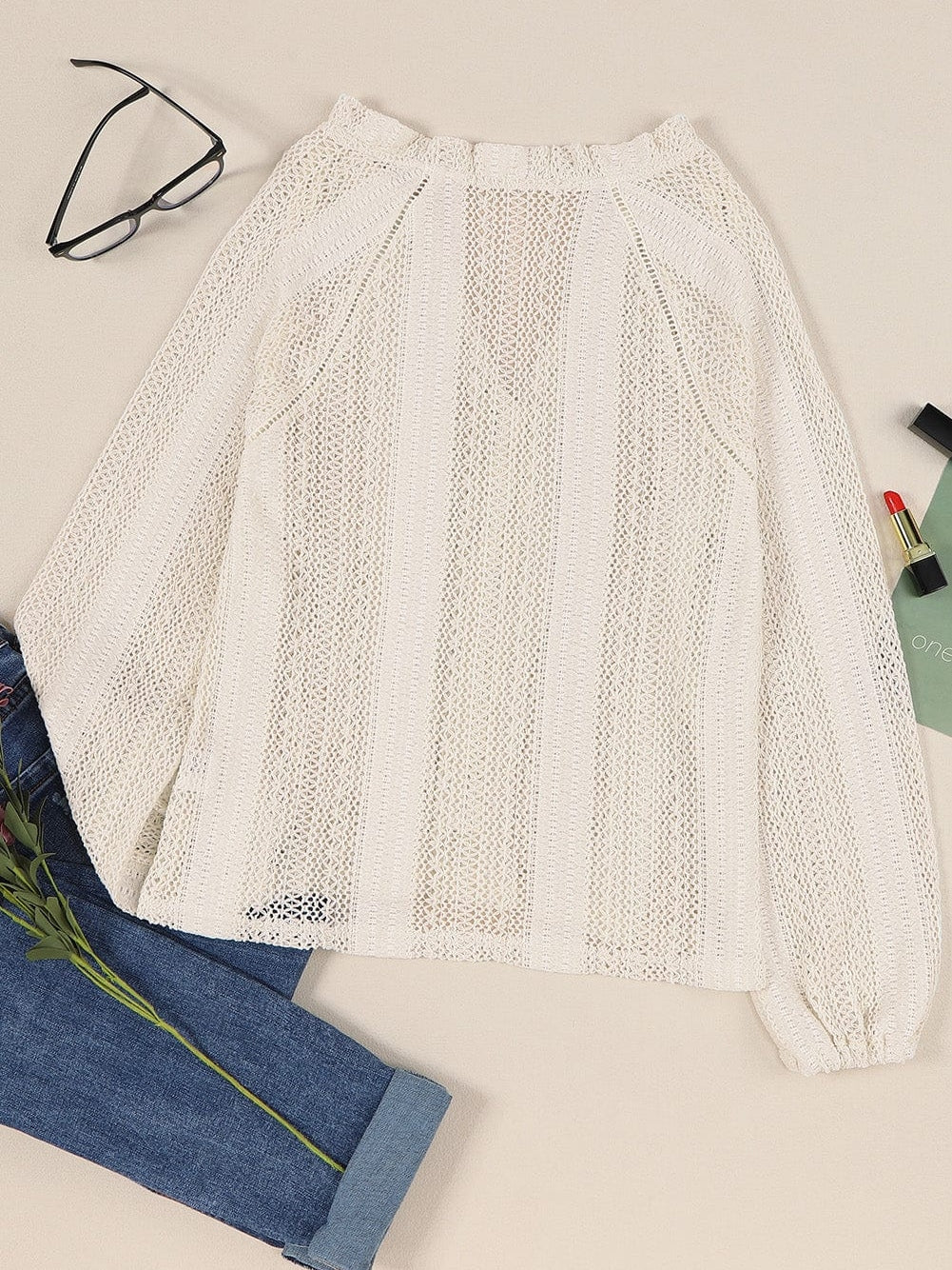 Elegant White Lace V-Neck Button Up Blouse