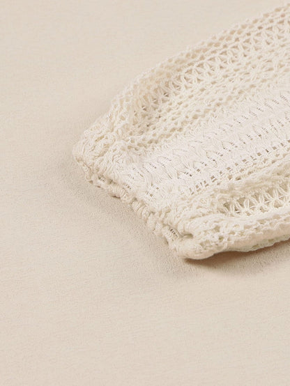 Elegant White Lace V-Neck Button Up Blouse