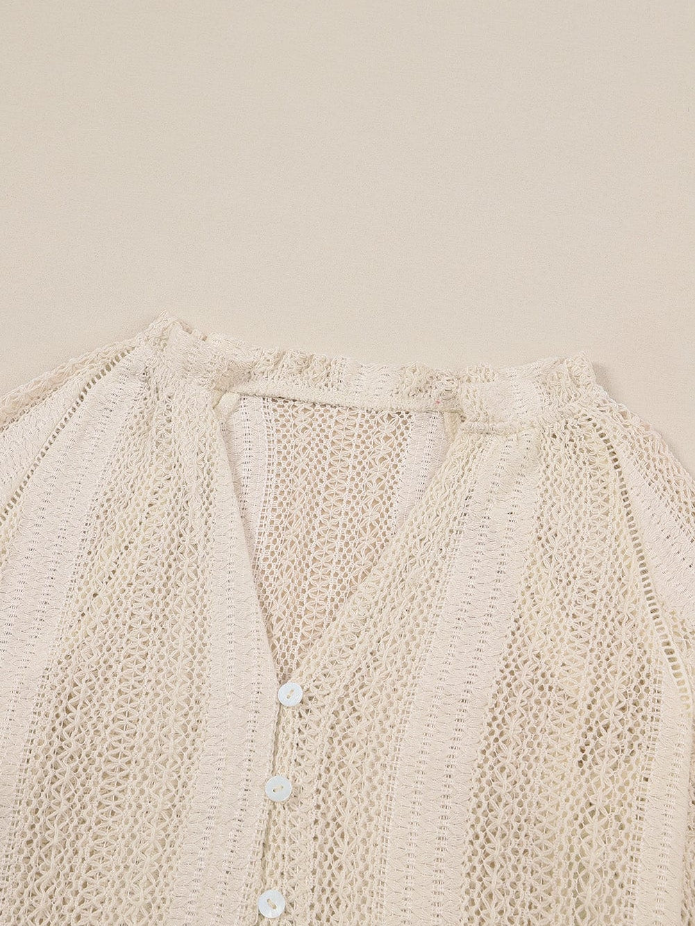 Elegant White Lace V-Neck Button Up Blouse