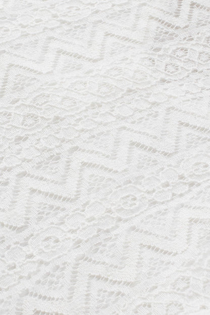 Elegant White Lace V-Neck Ruffle Blouse with Bracelet Sleeves