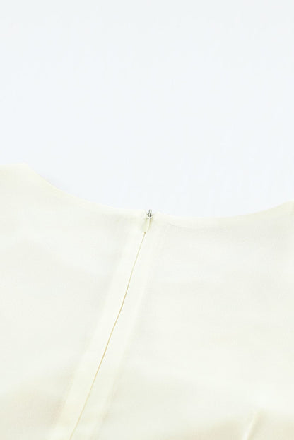 Elegant White Mesh Floral Flowy Dress