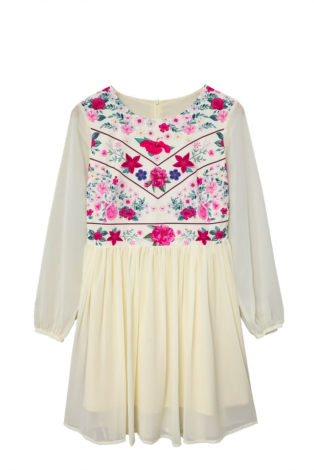Elegant White Mesh Floral Flowy Dress