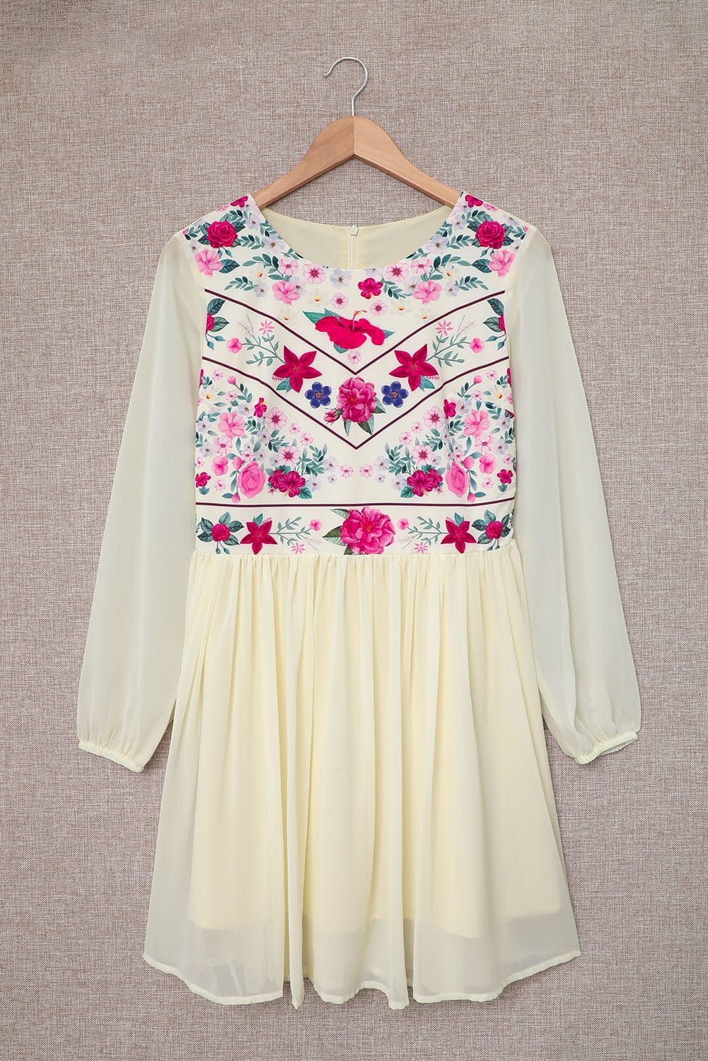 Elegant White Mesh Floral Flowy Dress