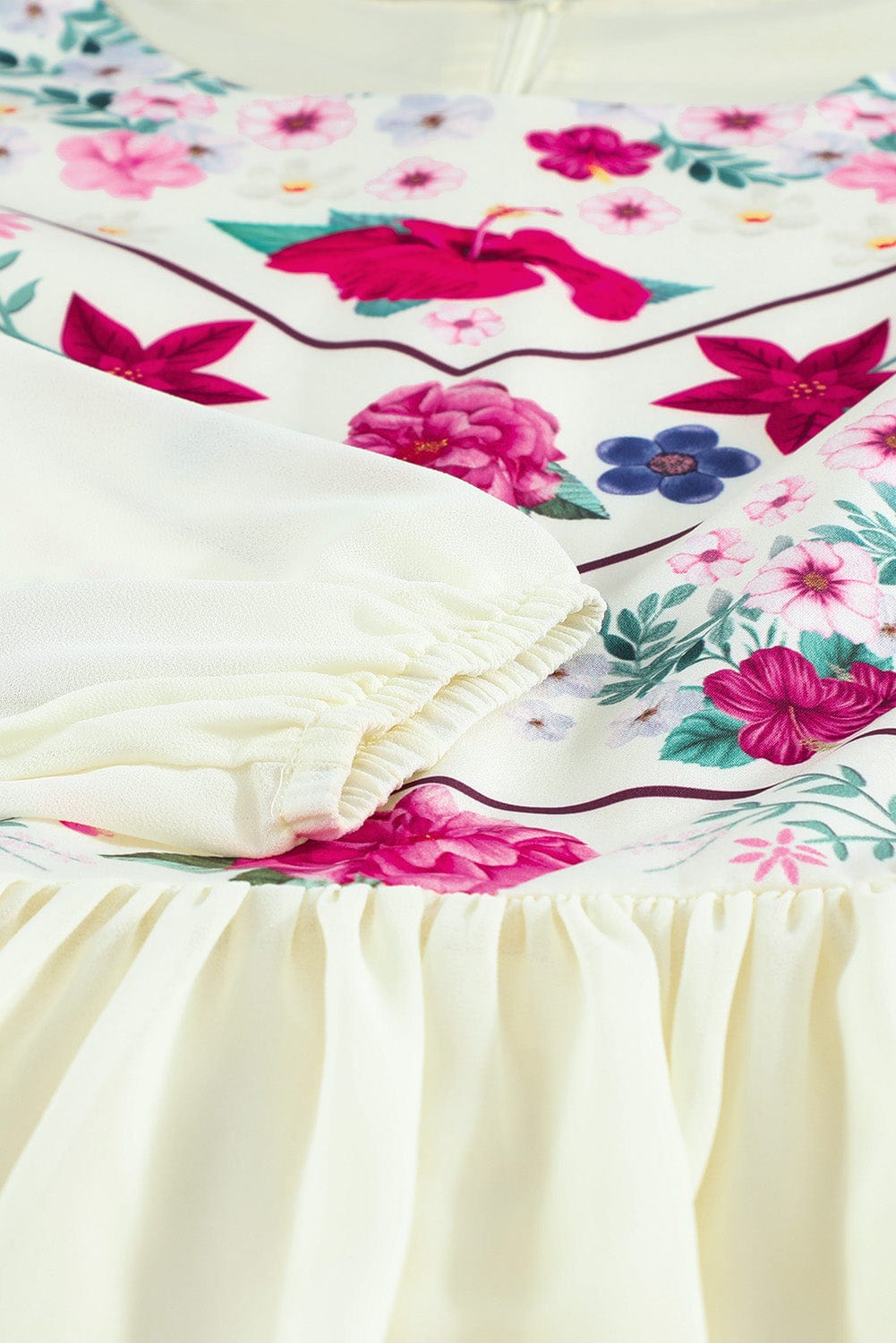 Elegant White Mesh Floral Flowy Dress