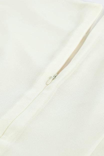 Elegant White Mesh Floral Flowy Dress