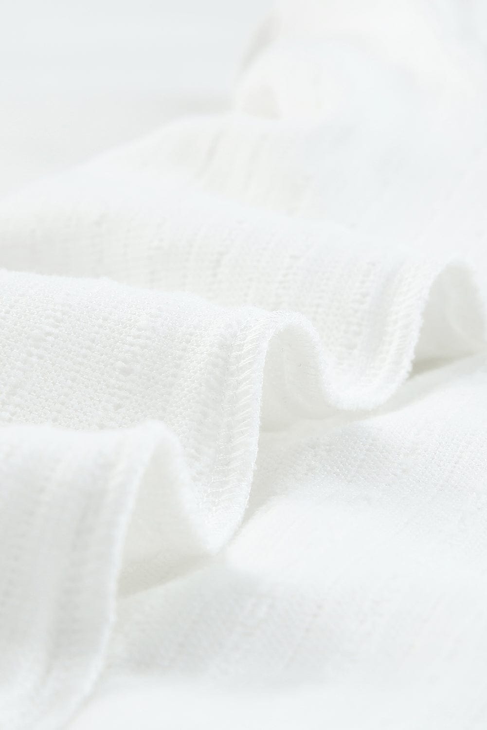 Elegant White Mesh Sleeve Floral Applique Textured Knit Top