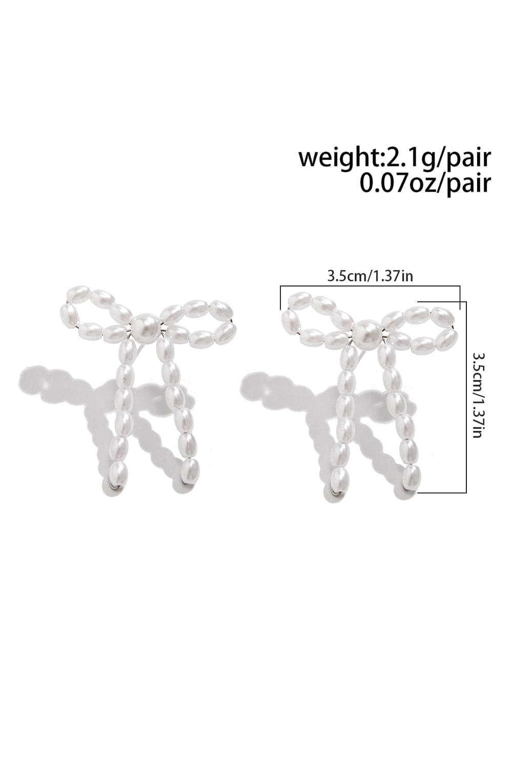 Elegant White Pearl Bowknot Stud Earrings