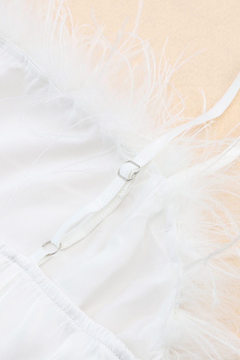 Elegant White Strapless Dress with Fluffy Feather Details