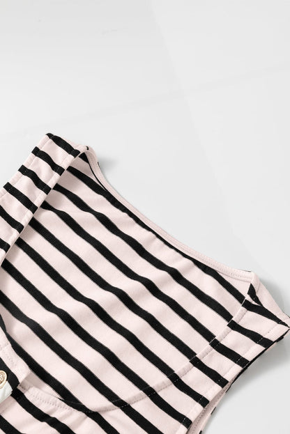 Elegant White Striped Button-Up Maxi Dress