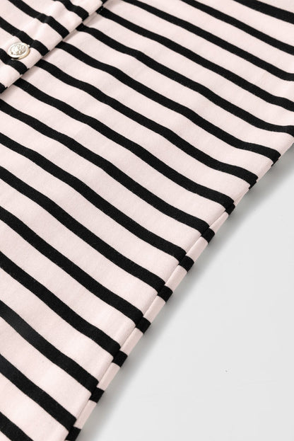 Elegant White Striped Button-Up Maxi Dress