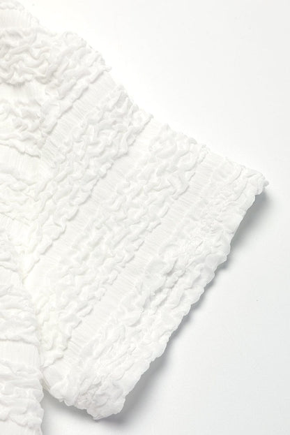 Elegant White Striped Short Sleeve Shirt and Shorts Ensemble