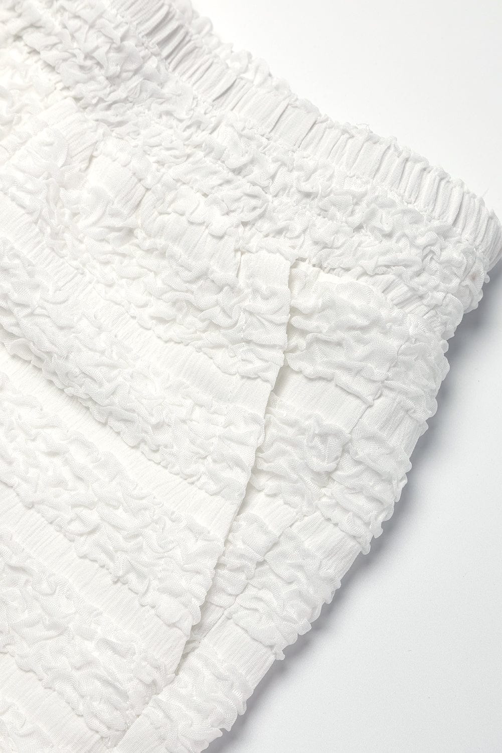 Elegant White Striped Short Sleeve Shirt and Shorts Ensemble