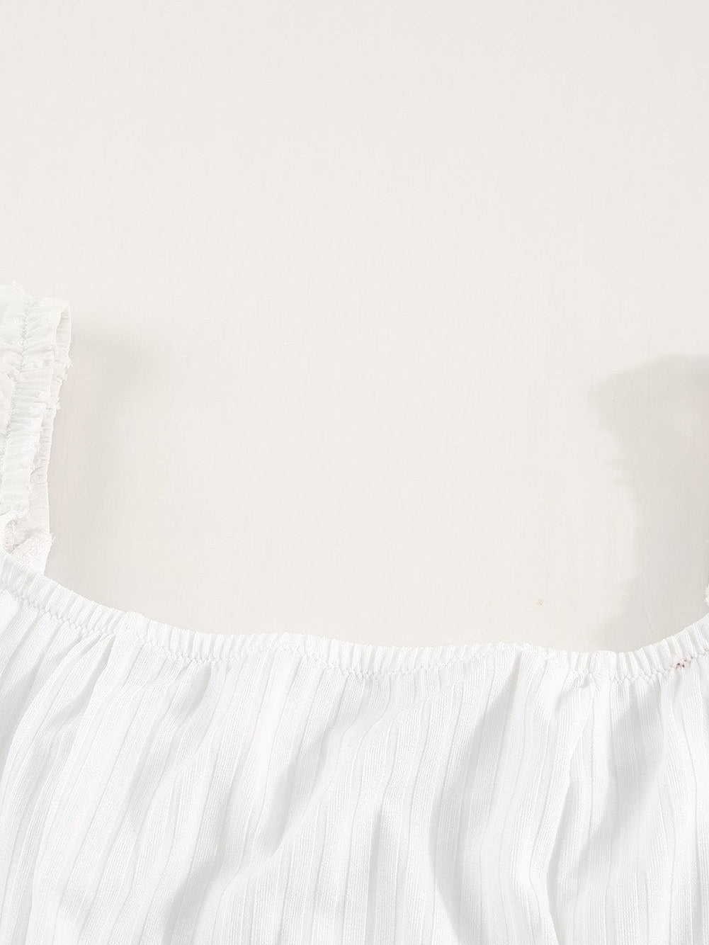 Elegant White Swiss Dot Ribbed Puff Sleeve Bodysuit