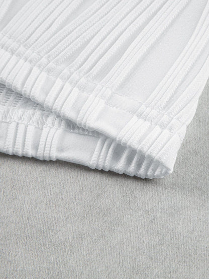 Elegant White Textured Cap Sleeve Blouse