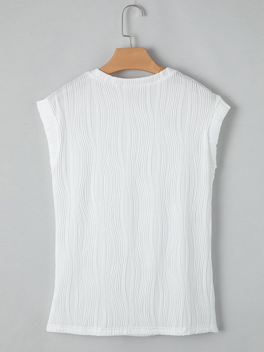 Elegant White Textured Cap Sleeve Blouse