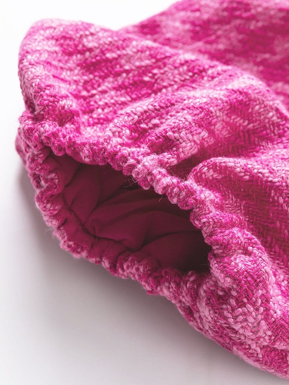 Elegant White Tweed Top with Puff Sleeves