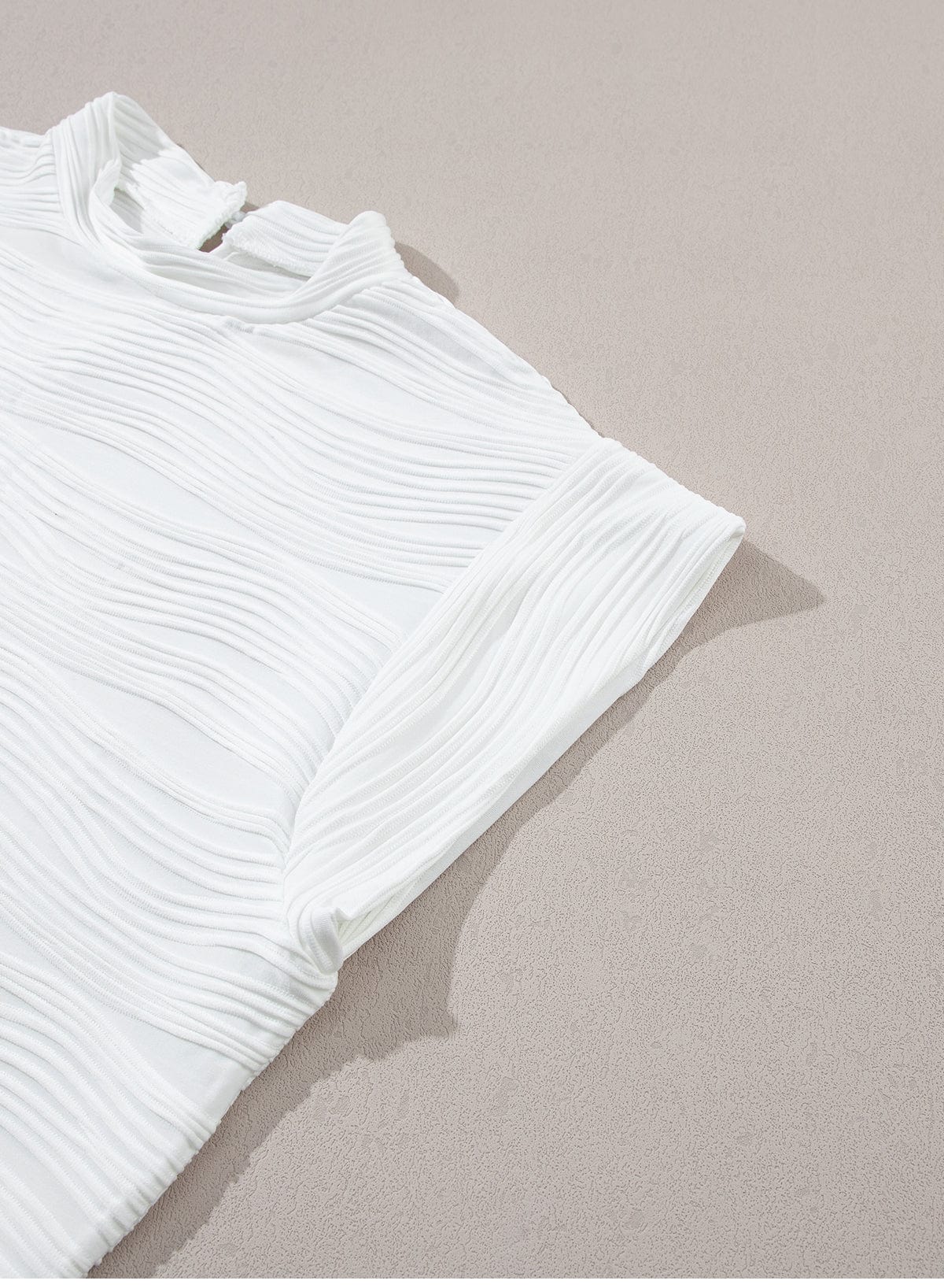 Elegant White Wavy Textured Summer Blouse