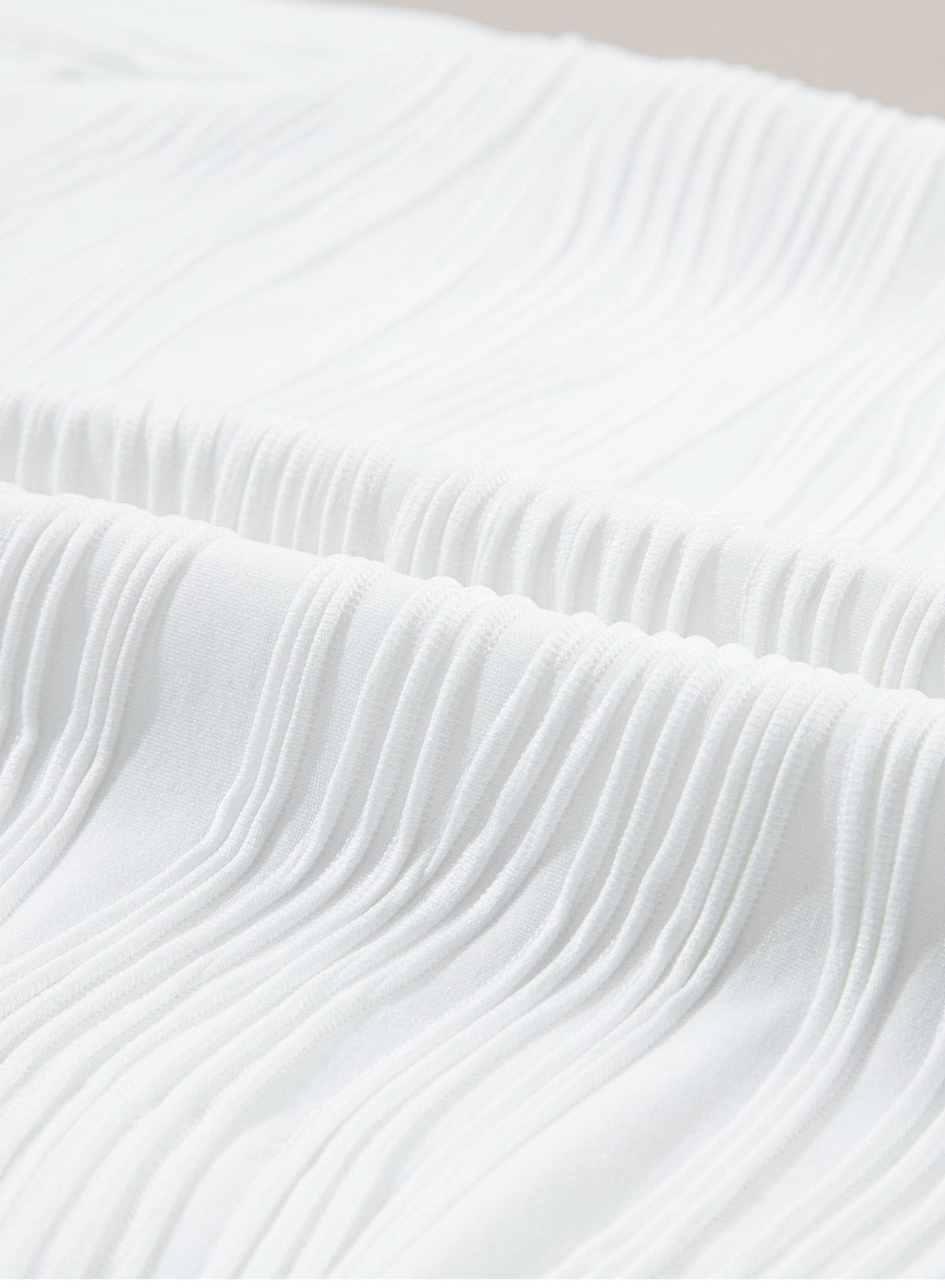 Elegant White Wavy Textured Summer Blouse