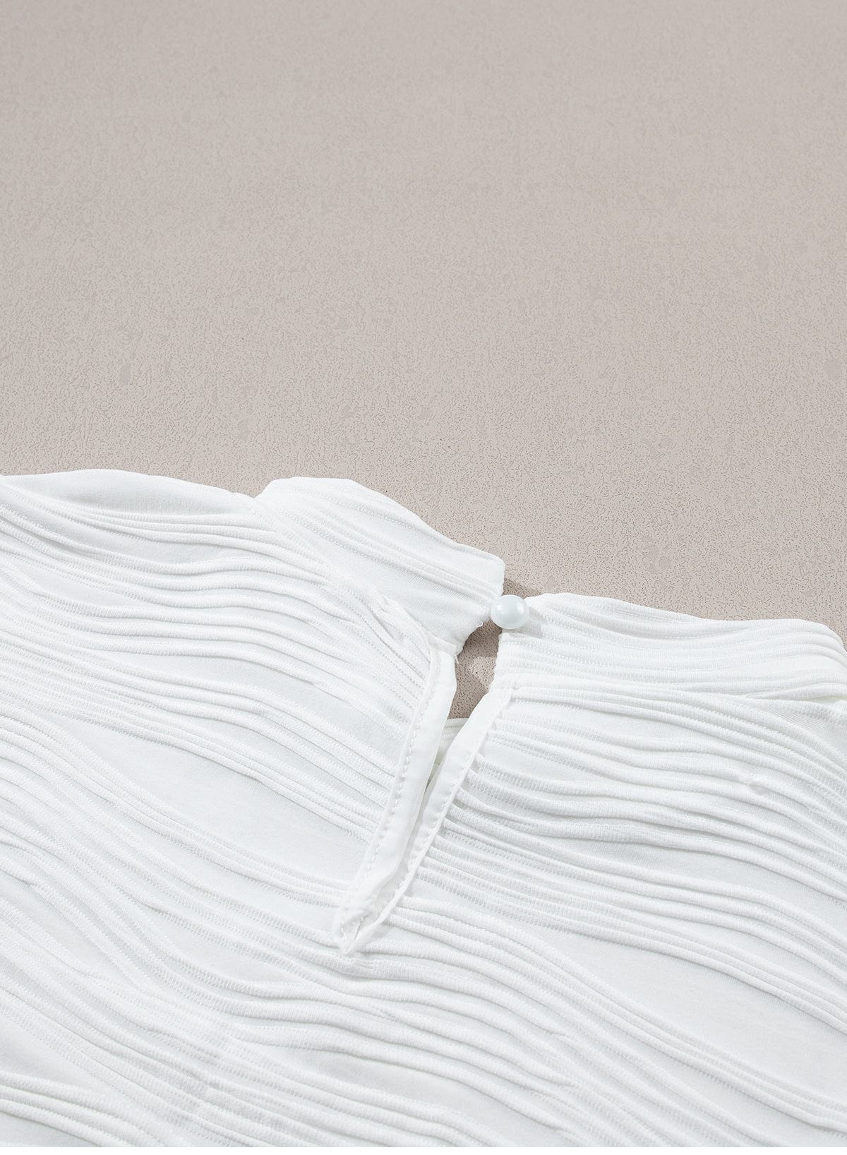 Elegant White Wavy Textured Summer Blouse