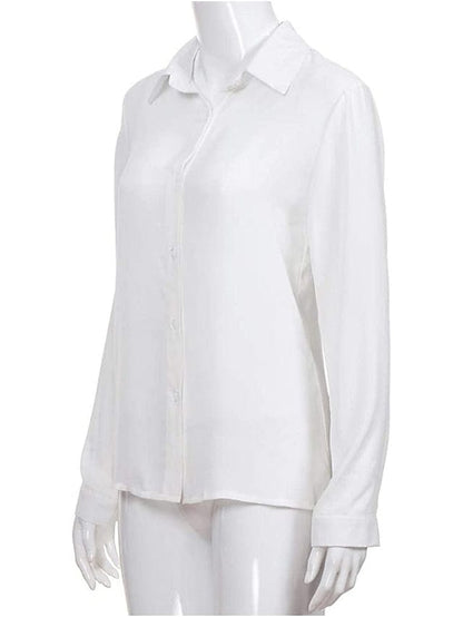 Elegant Women's Business Blouse Shirt in Blue, Yellow, and Gray