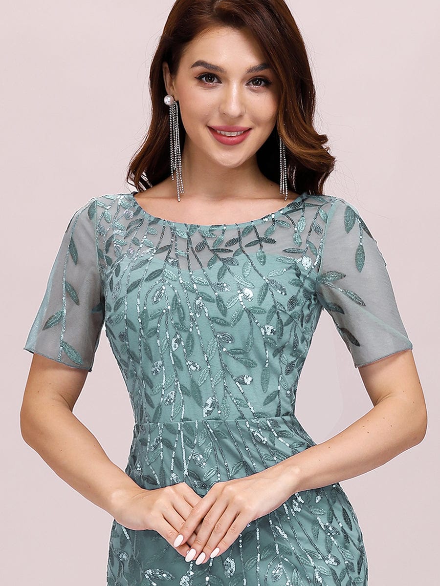 Elegant Women's Sequin Floral Fishtail Tulle Dress for Special Events