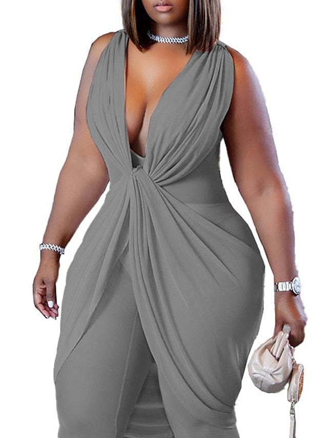 Elevate Your Street Style with Women's Sleeveless V-Neck Jumpsuit