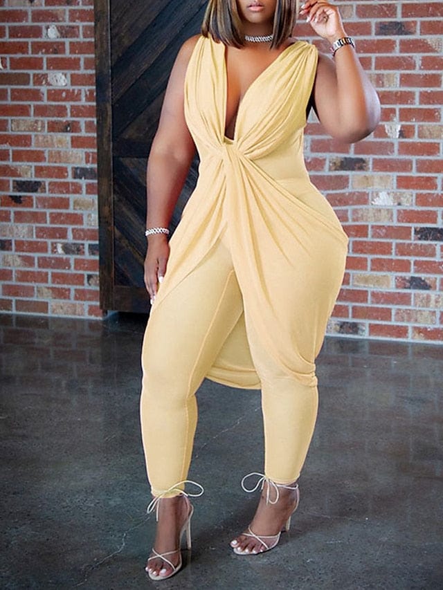Elevate Your Street Style with Women's Sleeveless V-Neck Jumpsuit